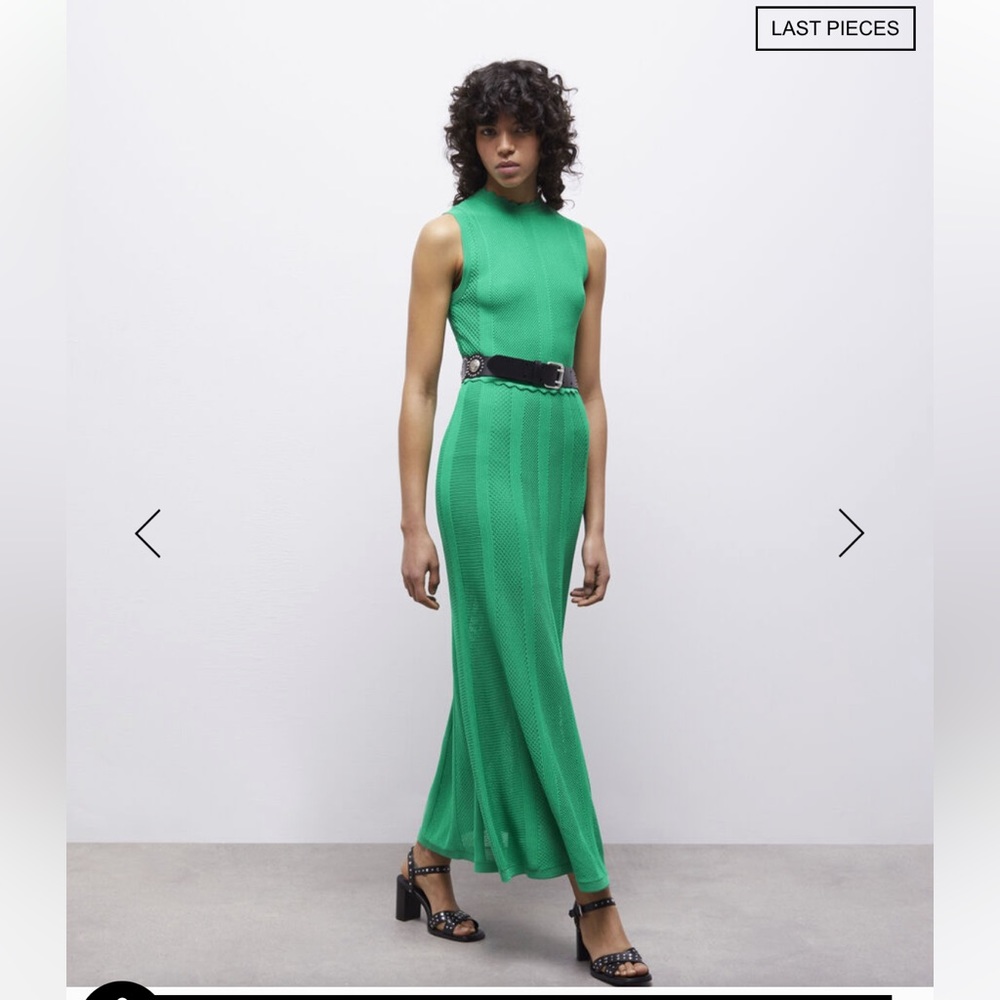 THE KOOPLES LONG GREEN DRESS IN OPENWORK MESH - Sold Out!! Size L (size 3 tag)